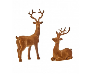 Brown Resin Flocked Deer