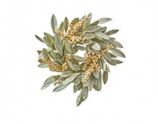 16" Gold Berry Bay Leaf Wreath