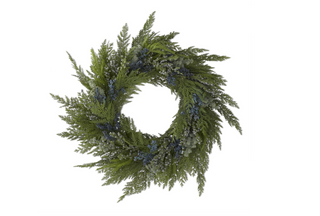 32 Inch Real Touch Mixed Pine & Blue Berry Wreath