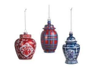 5" Dressed in Plaid Chinoiserie Ornament