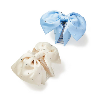 Satin Sparkle Bow Clip Pair