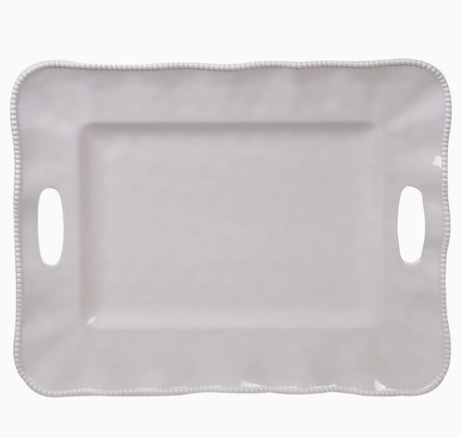 Certified International Perlette Cream Melamine Rectangular Tray - Thumbnail 5