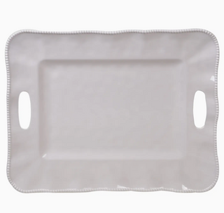 Perlette Cream Melamine Rect Tray W/Handles
