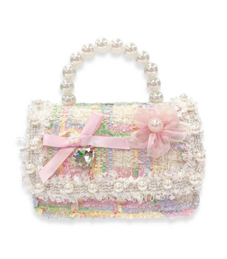 Bow & Floral Decor Tweed Kids Purse