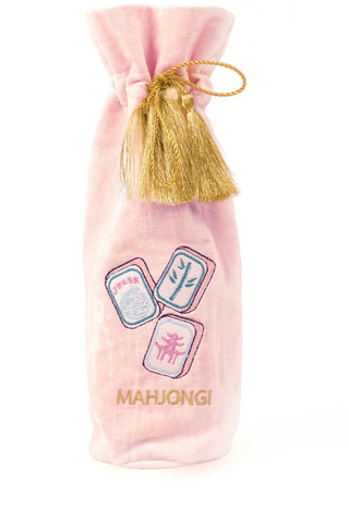 Mahjong Embroidered Wine Bag