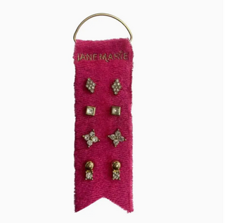 Pave Crystal Diamond, Crystal, Quatrefoil Earrings Stud Set