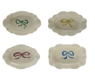Stoneware Scalloped Dish with Bow