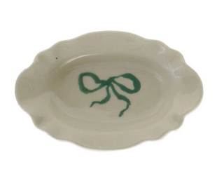Stoneware Scalloped Dish with Bow