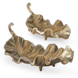 Textured Brass Metal Leaf Trays