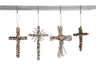 Wire Cross with Beads Ornament