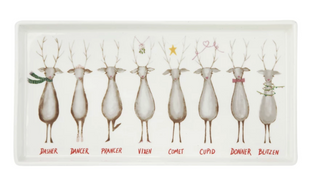 Stoneware Platter with Santa's Reindeer
