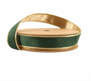 Classic Velvet Green and Gold Ribbon