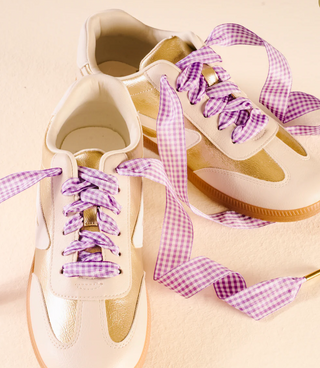 Purple Gingham Shoe Laces