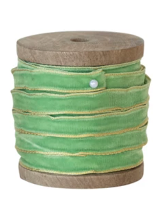 10 Yard Velvet Ribbon w/ Metallic Edges on Wood Spool RLC