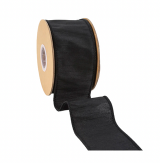 Wired Dupioni Ribbon | Black | 10 Yard Roll