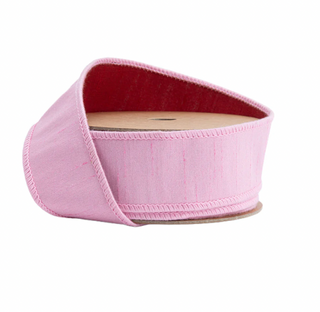 Wired Double-fused Dupioni Ribbon | Red/Lt Pink | 10 Yard Roll