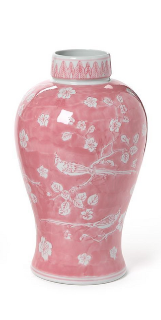 Hand-Painted Pink Chinoiserie Vase