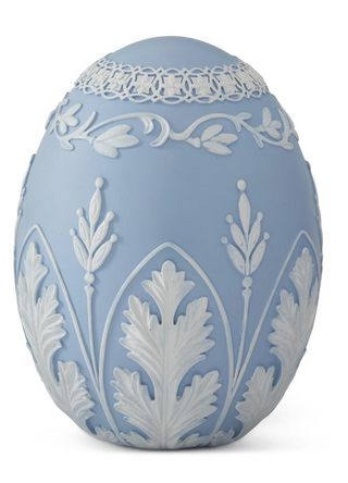 Blue & White Filigree Resin Easter Egg
