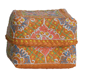Hand-Painted Bamboo Containers w/ Lids