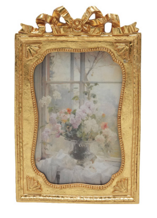 Gold Finished Resin Photo Frame with Bow