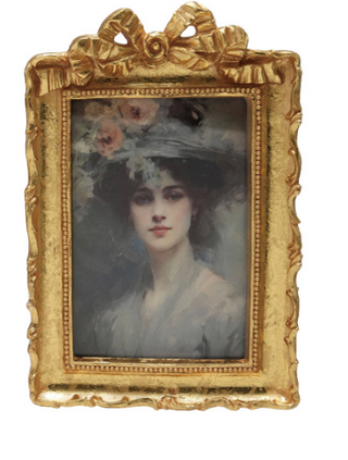 Gold Finished Resin Photo Frame with Bow
