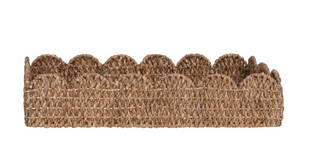 Decorative Braided Bankuan Trays w/ Handles & Scalloped Edge
