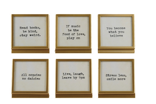 Gold Finish Metal & Glass Frame with Easel & Saying