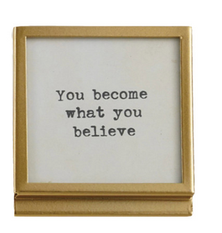 Gold Finish Metal & Glass Frame with Easel & Saying