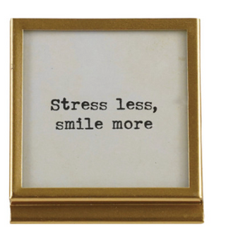 Gold Finish Metal & Glass Frame with Easel & Saying