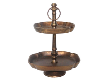 Antique Brass High- Tea Two Tier Server