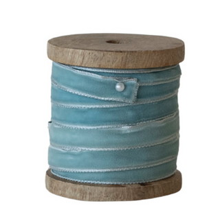 10 Yard 1/4"W Velvet Ribbon with Metallic Silver Edges