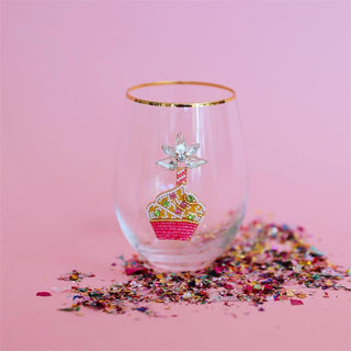 Stemless Wine Glass Beaded Cupcake