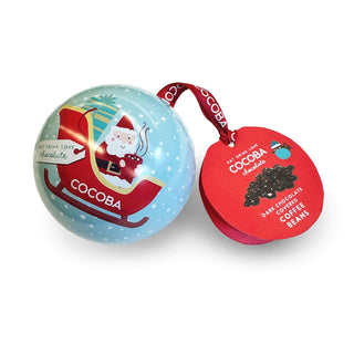 Cocoba Dark Chocolate Covered Coffee Beans in Hanging Ornament Gift Tin