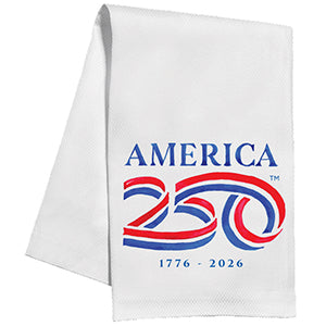Handpainted America 250 logo kitchen towel