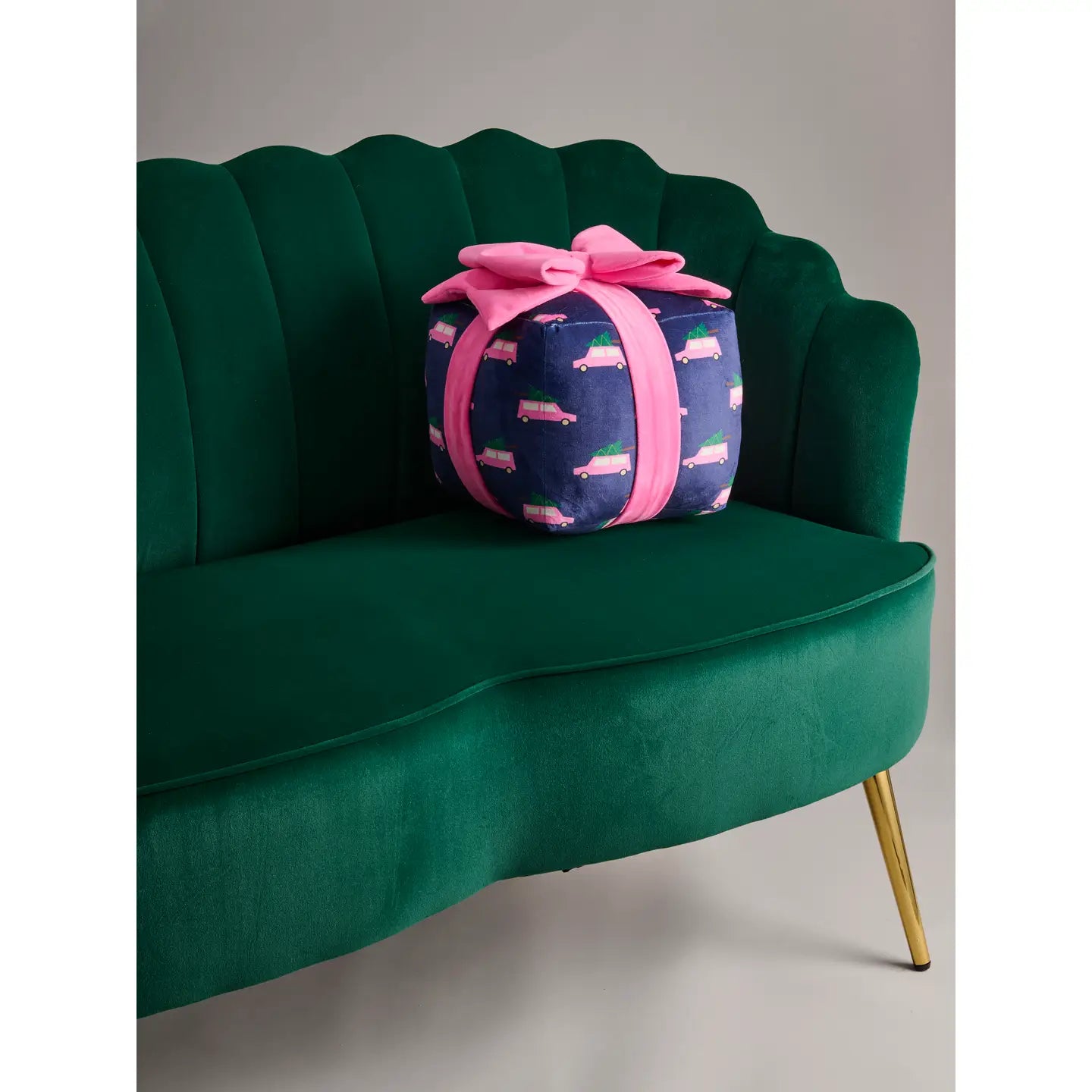 20" Square Pillow with Gifts, Embroidery, Piping & Velvet Back - Thumbnail 4