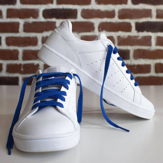 Flat blue shoelaces