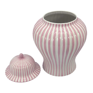 Pink & White Candy Cane Striped Ceramic Vase 18"