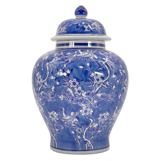 Floral Chinoiserie Ceramic Ginger Jar 12"