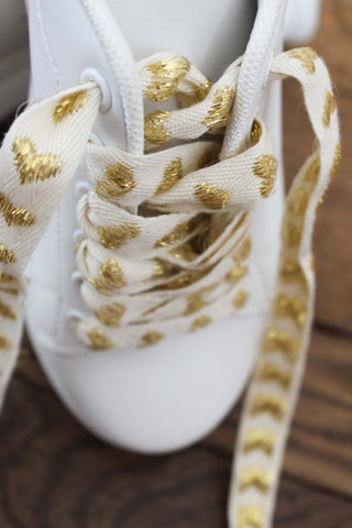 Linen shoelaces and golden hearts