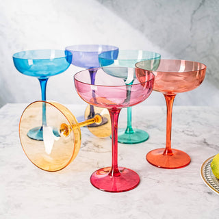 Colored Coupe Acylic Margarita Glasses Italian Style 15oz