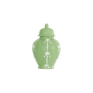 Bow Stripe Ginger Jars in Cabbage Patch Green: Small