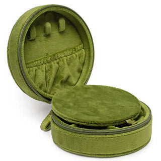 Velvet Jewelry Zip Case / Travel Organizer - Martini - Olive