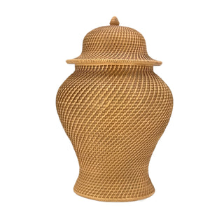 16" Faux Wicker Polyresin Ginger Jar