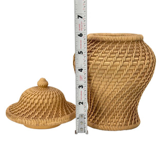 8" Faux Wicker Polyresin Ginger Jar