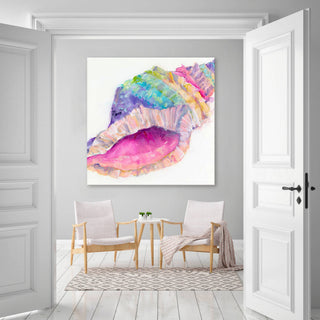 Colorful Conch Shell Stretched Canvas: 24" H x 24" W