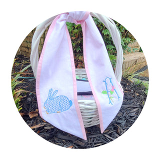 Two Color Linen Sash: Pink and white / 54 inch