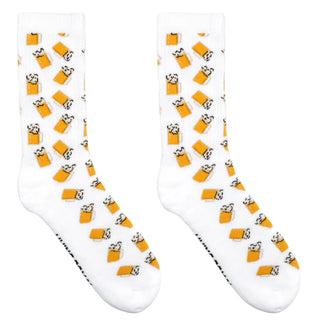 Classic Crew Socks - Men's Collection - Beer Mugs - White