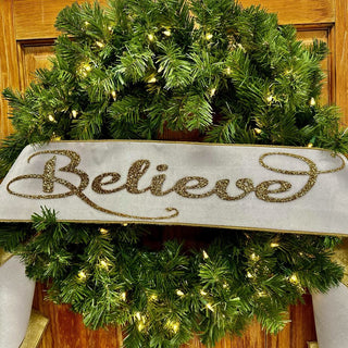 Velvet Gold Glitter "Believe" Banner