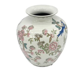 Multicolor Parrot Ceramic Chinoiserie Vase 10"