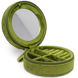 Velvet Jewelry Zip Case / Travel Organizer - Martini - Olive